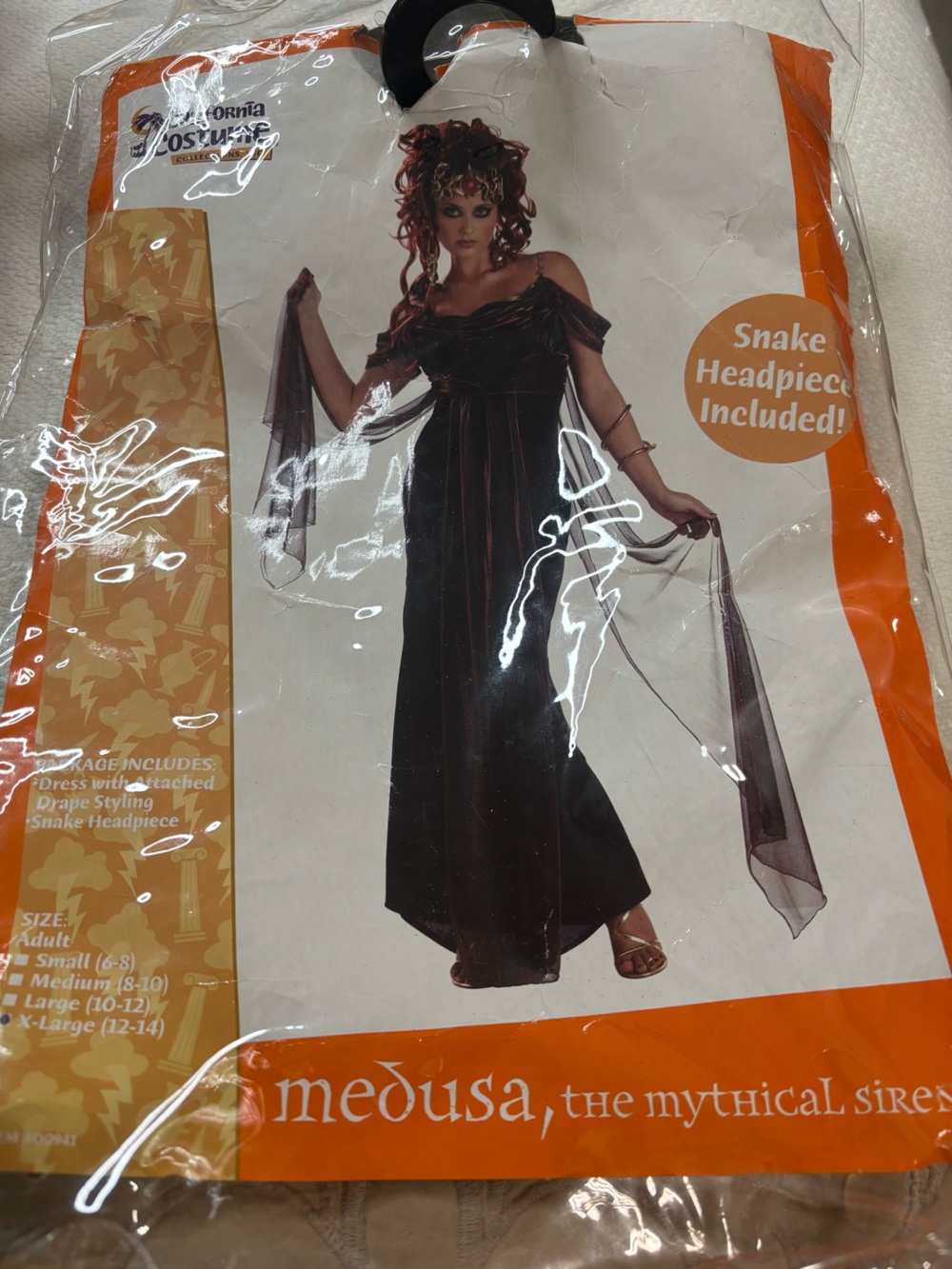 Medusa Adult Woman’s costume size X-Large 12-14 the mythical siren very nice